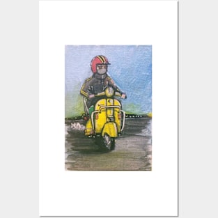 Retro Scooter, Classic Scooter, Scooterist, Scootering, Scooter Rider, Mod Art Posters and Art